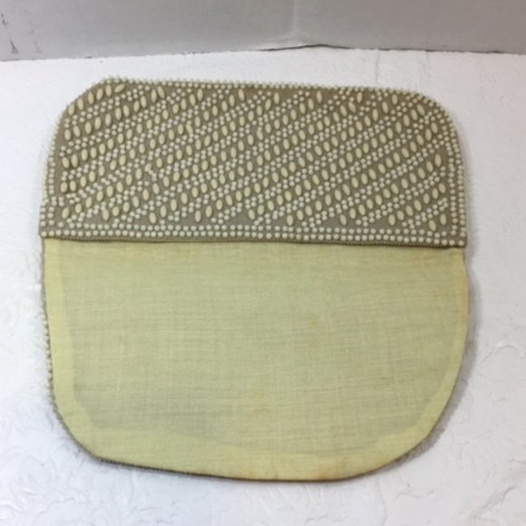 Vintage Le Jule Hong Kong Beaded Ivory Flap Over Pouch 7.5x4.5 - Picture 4 of 8